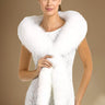 Women's White Faux Fox Fur Long Scarf with Tails