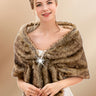 Natural Bronze Faux Fur Wedding Shawl