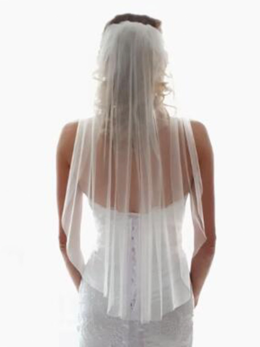 1 Tier Bride Wedding Veil | Elbow Length Wedding Veils | Tulle veil with comb