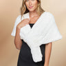 Women's Knit White Faux Rabbit Fur Winter Shawl Shrug