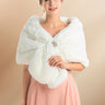 High-end White Soft and Warm Faux Fur Bridal Shawl