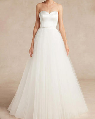 Satin And Tulle Wedding Dress A-line Strapless Sweetheart