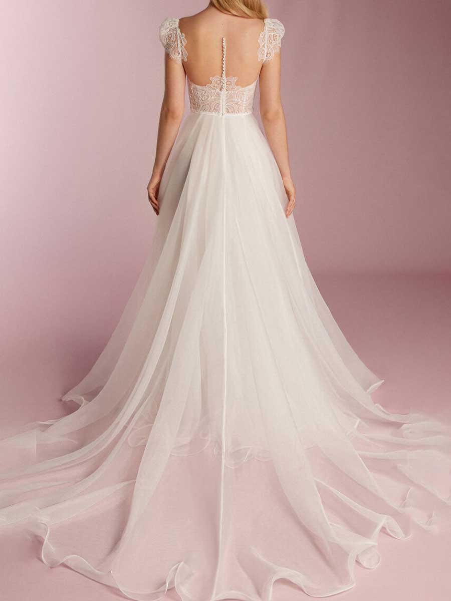 Lace A-line Wedding Dress With Cap Sleeves
