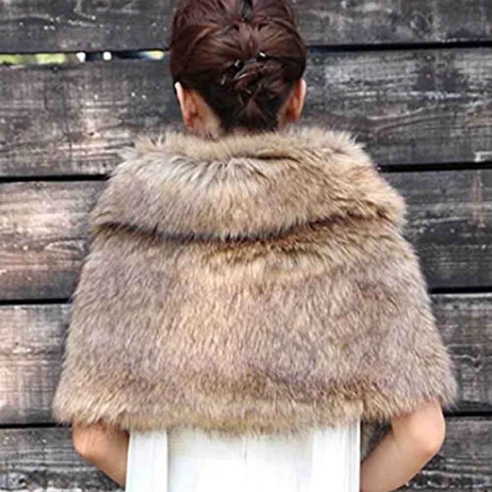 Women's Brown Fur Shawls and Wraps Brown Wedding Fur Scarf