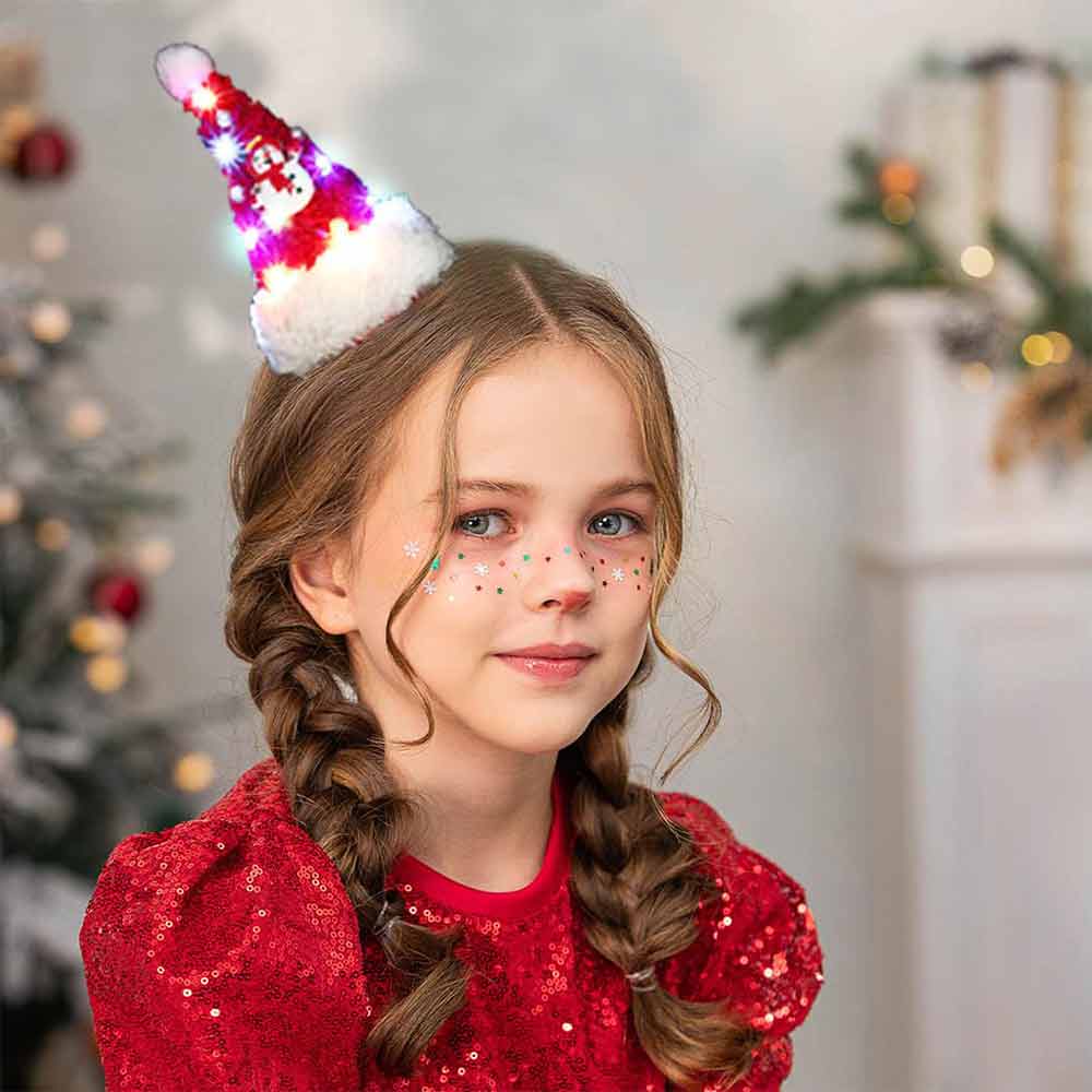 Leuchtende Weihnachtsmütze-Haarspange LED – Festliche Weihnachts-Haarnadeln HP013