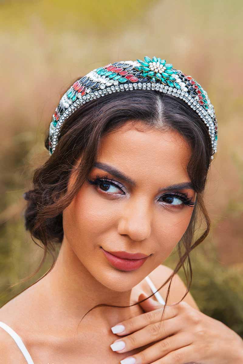 2023 Boho Crystal Wedding headband spark rhinestones prom dress Bridal accessories