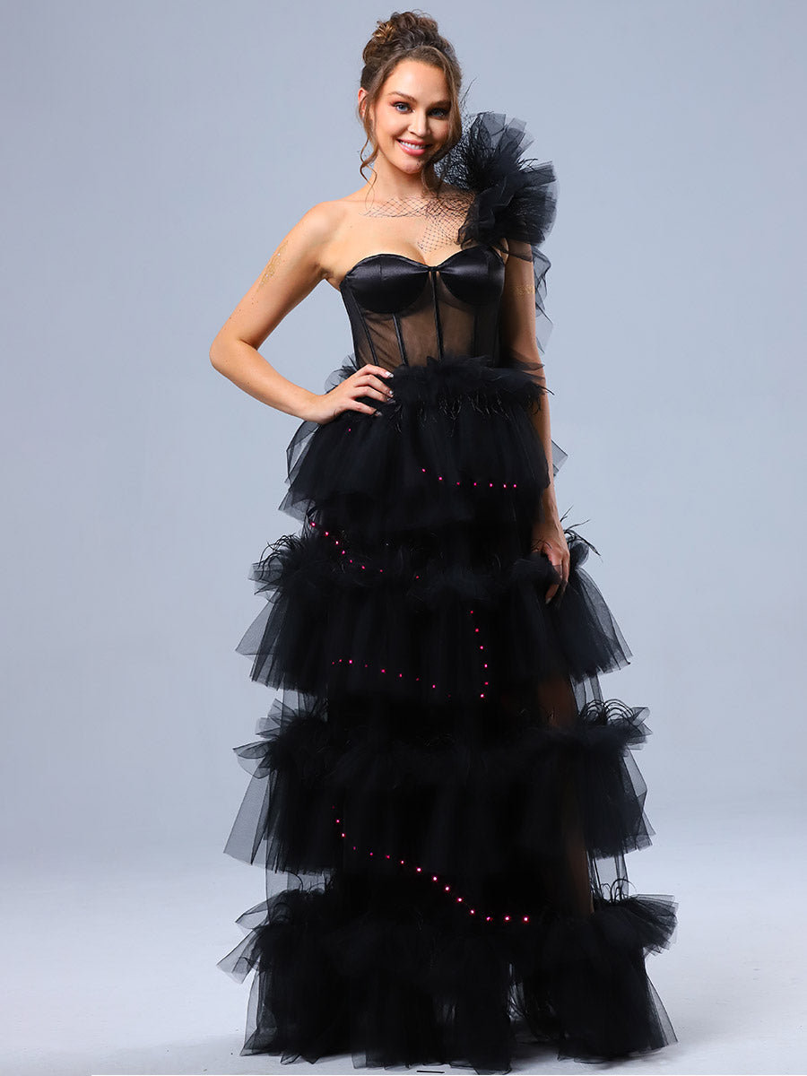 corset wedding dresses black Corset Wedding Dresses Black A line Cutout Tulle Gowns