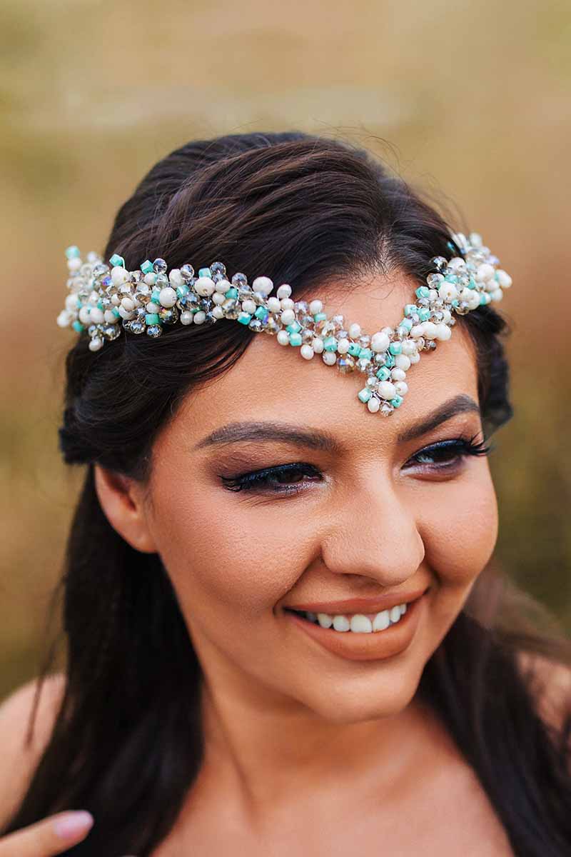 2023 Boho Perlen-Tiara, breite Stirnbänder, Designer-Krone, Braut- und Hochzeitsaccessoires