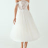 Tea Length Wedding Dress Strapless Lace Tulle A-line