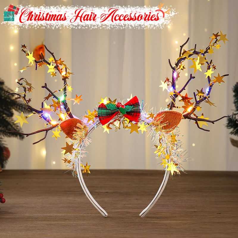 Weihnachts-LED-Stirnbänder mit Rentiergeweih 