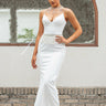 Sleeveless V-Neck Mermaid Simple Wedding Dress with Waist Chain