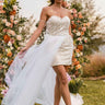 Country Detachable Tulle Skirt Strapless Sequin Mini Wedding Dresses