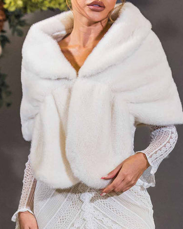 Thick White Faux Fur Shawl Winter Wedding Accessories