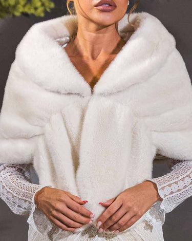 Thick White Faux Fur Shawl Winter Wedding Accessories