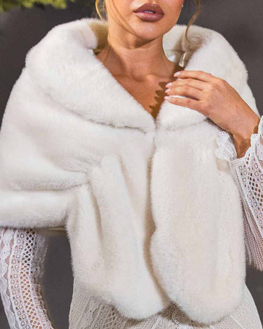 Thick White Faux Fur Shawl Winter Wedding Accessories