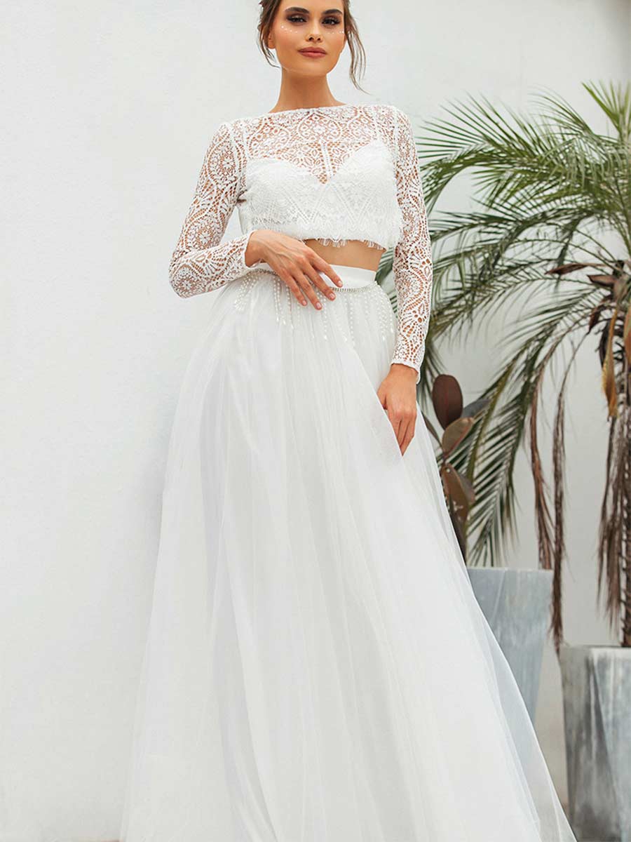Black Two Piece Wedding Dress A-line Short Sleeve Black / US:10-12 Black Two Piece Wedding Dress A-line Short Sleeve Black / US:10-12