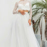 Boho-Inspired Three-Piece Lace Floral A-Line Wedding Dress