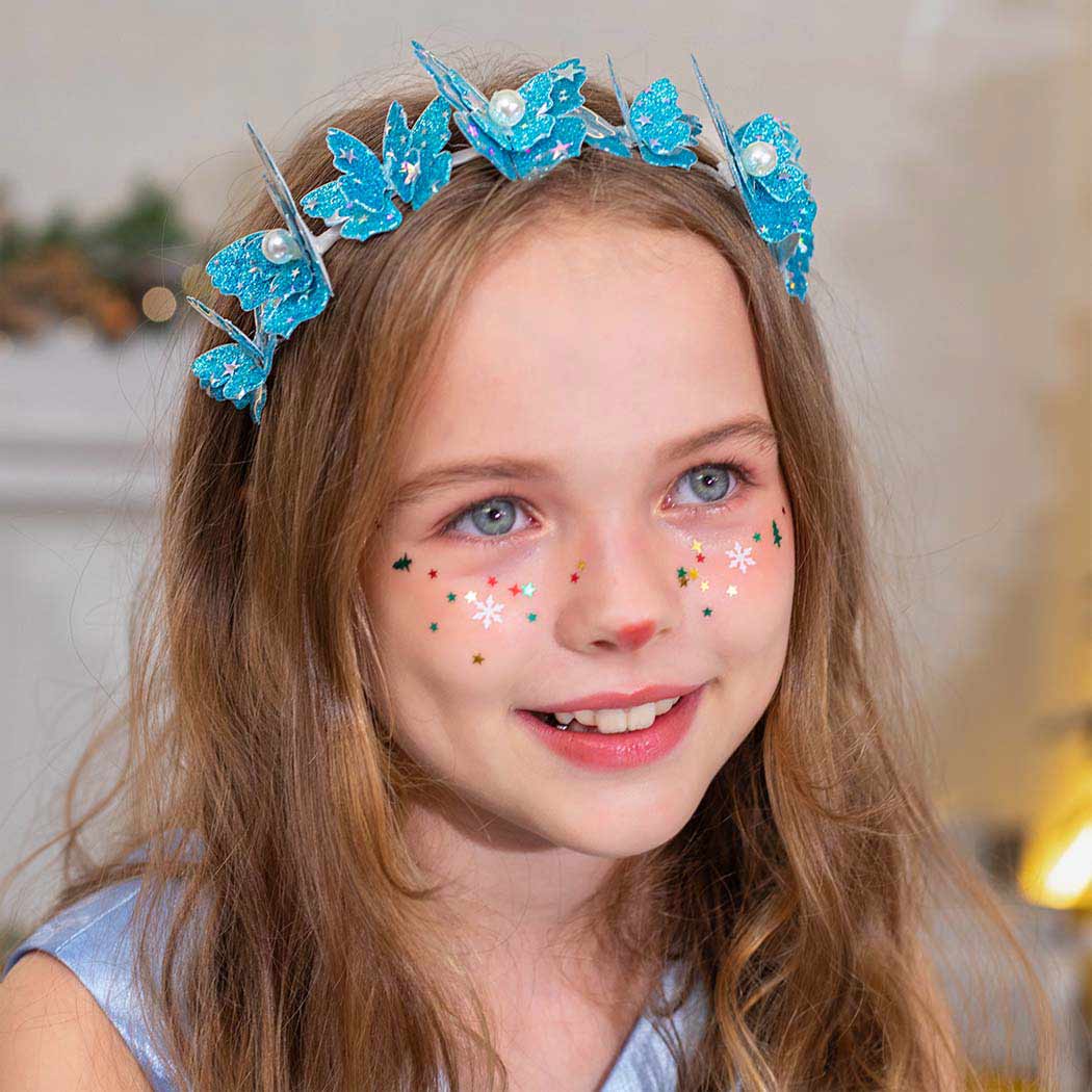 Diadema de mariposa azul | Diadema de perlas para niñas 
