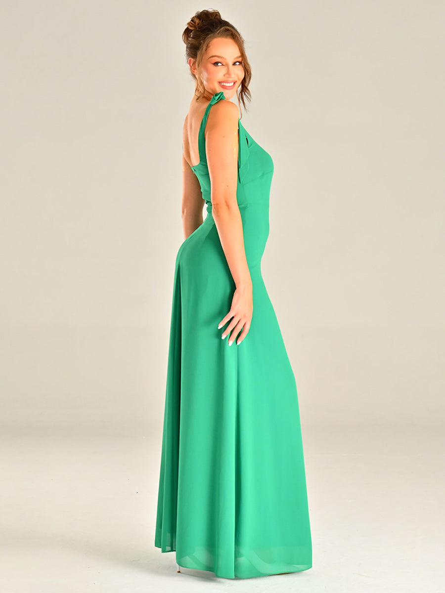Emerald Green Chiffon Bridesmaid Dresses Sleeveless Slip – BRIDALVENUS