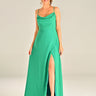 Boho Green Bridesmaid Dresses Cowl Neck Sleeveless