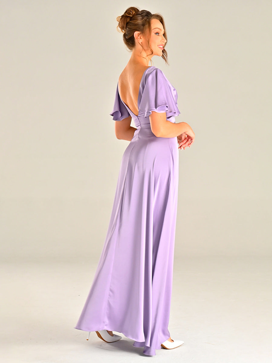 lilac bridesmaid dress with sleeves Azazie Bondi