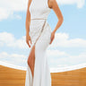 Mermaid Sleeveless High-slit Beaded waist Boat neck Fitted Modern Wedding Dresses