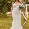 Plus Size V-neck Sleeveless Lace Wedding Dress Floor-length