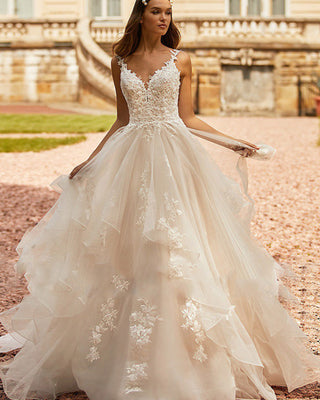 Boho Affordable Wedding Dress A line V-neck Rustic Gowns
