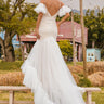 Rustic Mermaid Tulle Flutter Sleeves Wedding Dresses