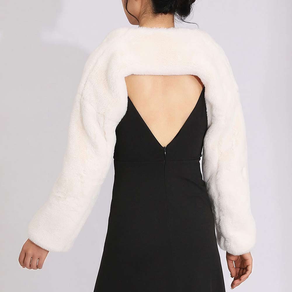 Cinda Signore Faux Fur Bolero Shrug Cappotto Avorio One Size Cinda Signore Faux Fur Bolero Shrug Cappotto Avorio One Size