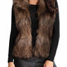 Brown Faux Fur Vest Sleeveless Coat Jacket with Pocket