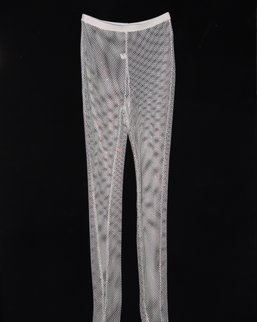 CASDRE Rhinestone Mesh Pants High Waisted White Sparkle Mesh Leggings ...